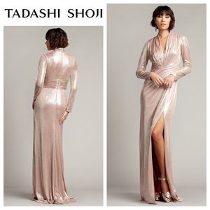 Tadashi Shoji Imanie Draped Lamé Gown